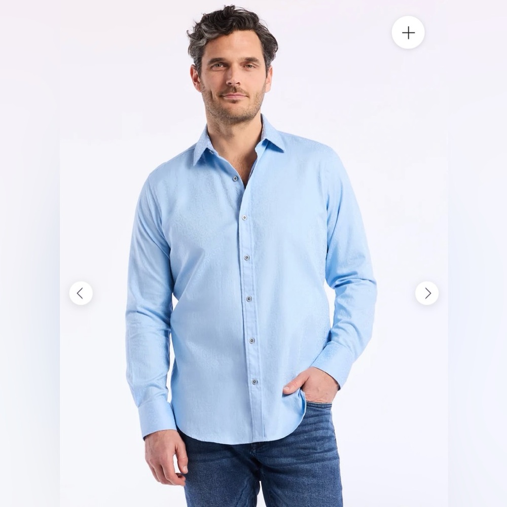 Robert Graham Windsor 2 Light Blue Tonal Jacquard Button Down Shirt M NWOT